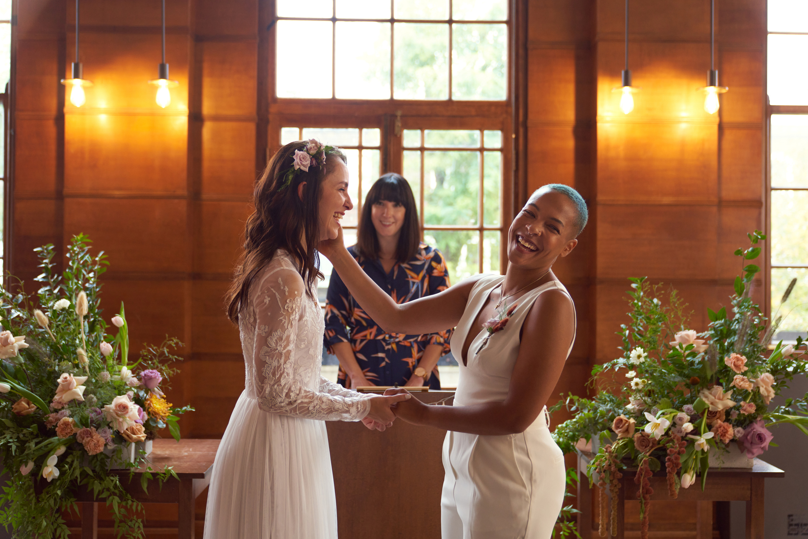 Diverse Lesbian Couple at Their Wedding Ceremony